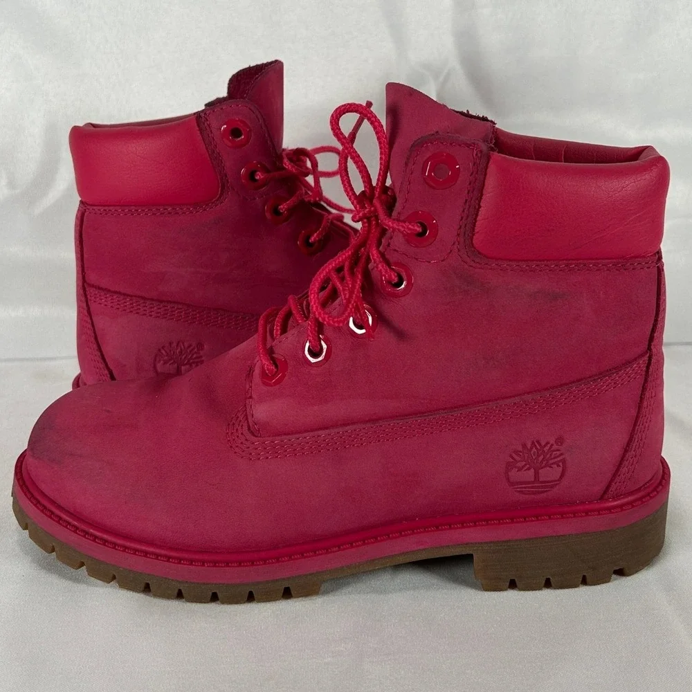Timberland 6 Inch Premium Waterproof Boots Pink Nubuck Juniors 4.5 TB0A1ODE